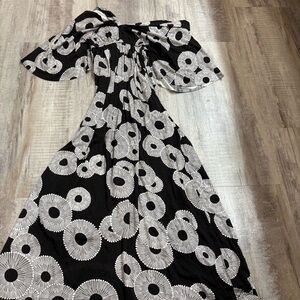 Rachel Pally Black White Print Caftan Dress XS